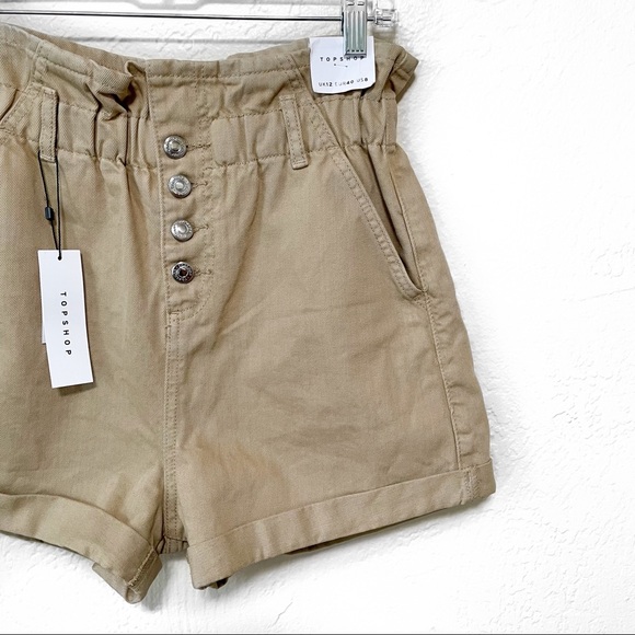 Topshop Pants - NWT TOPSHOP High Rise Paperbag Waist Exposed Button Fly Denim Shorts - 8